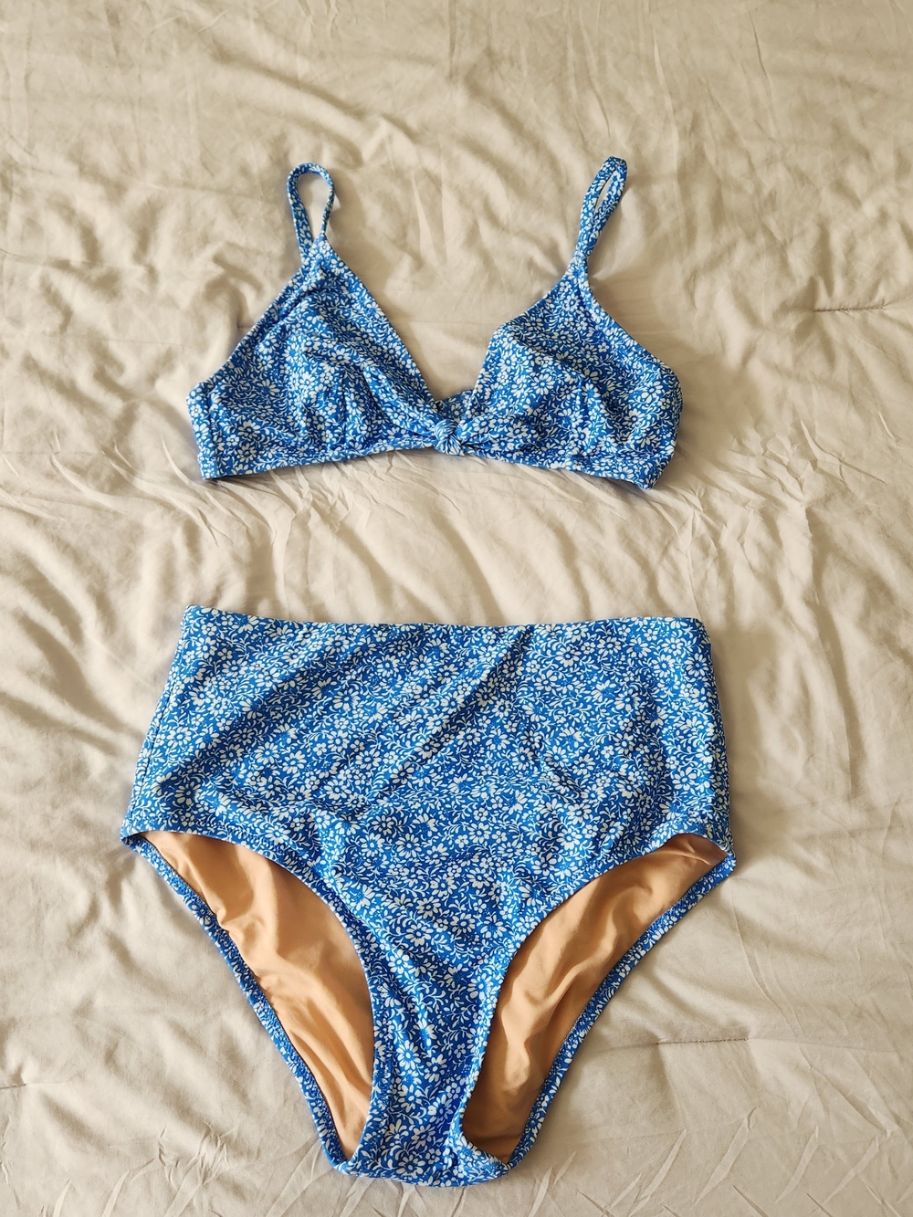 J. Crew Blue and White Floral Bikini